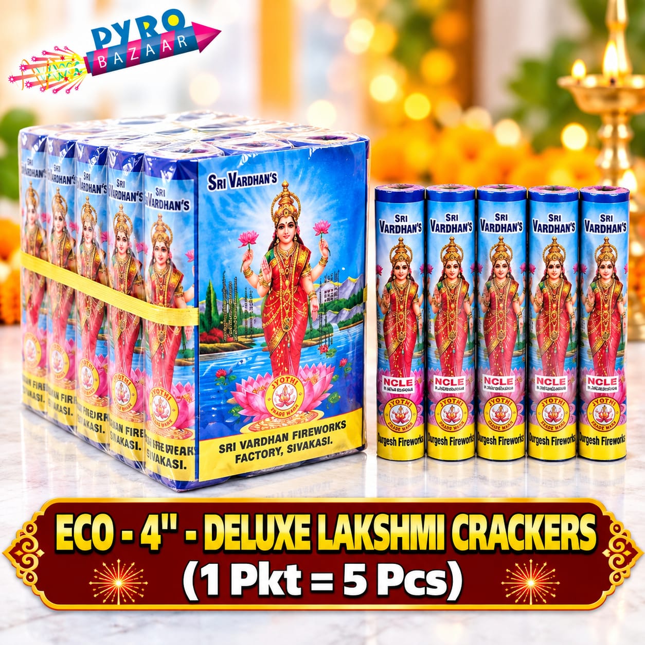 ECO 4" DELUXE LAKSHMI CRACKERS (5 PCS)