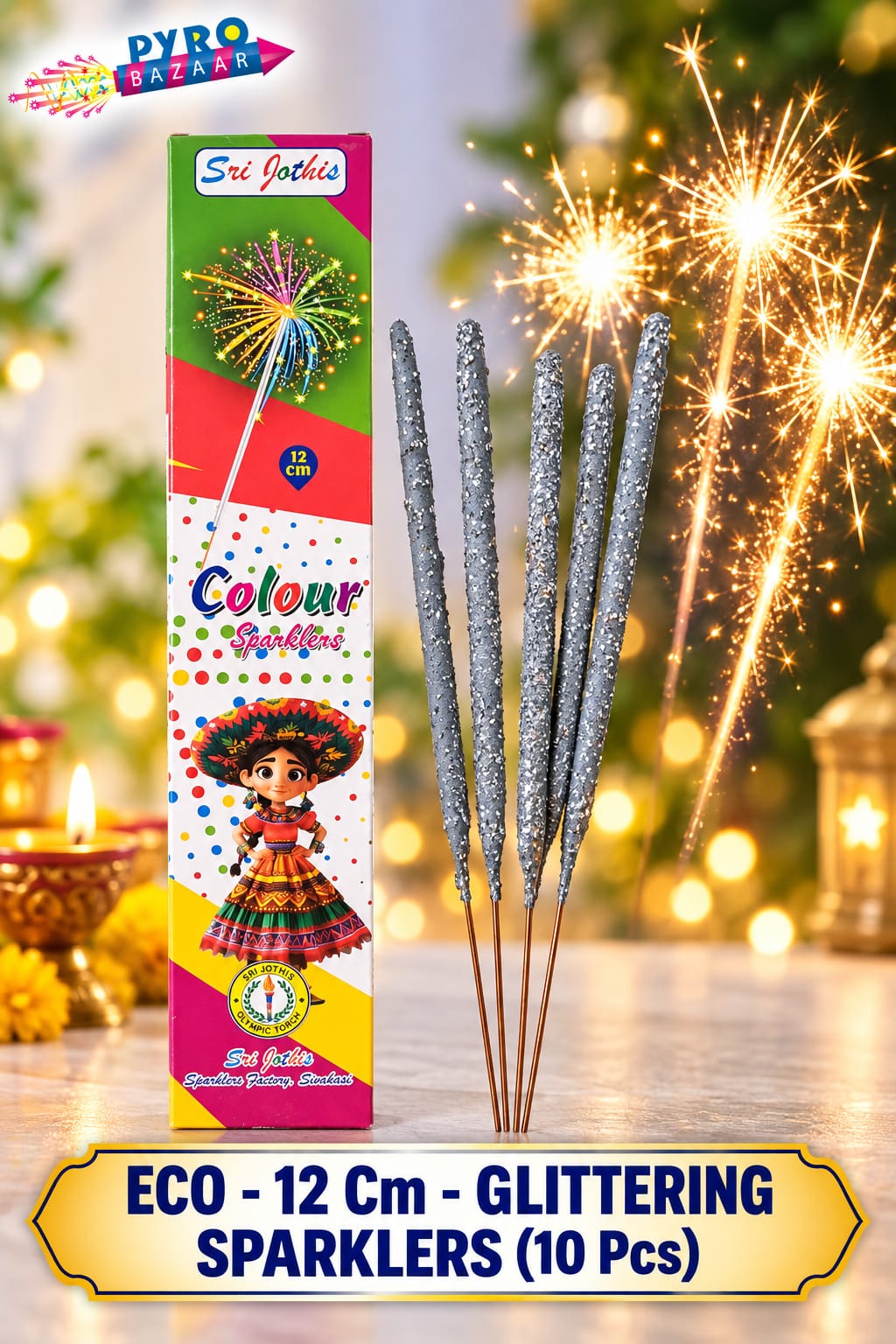 ECO 12 CM GLITTERING SPARKLERS (10 PCS)