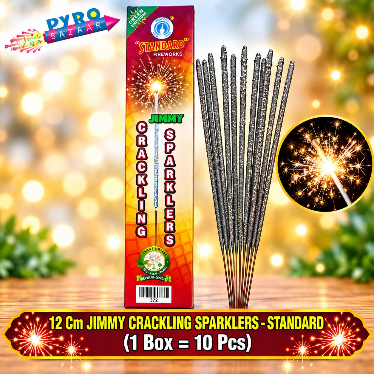 12 CM JIMMY CRACKLING SPARKLERS (10 PCS)