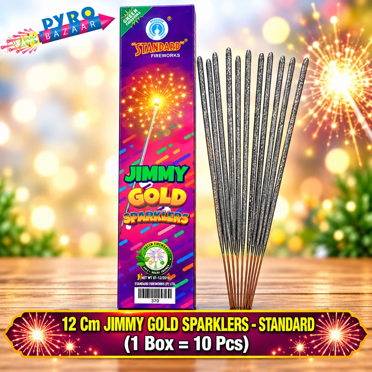 12 CM JIMMY GOLD SPARKLERS (10 PCS)