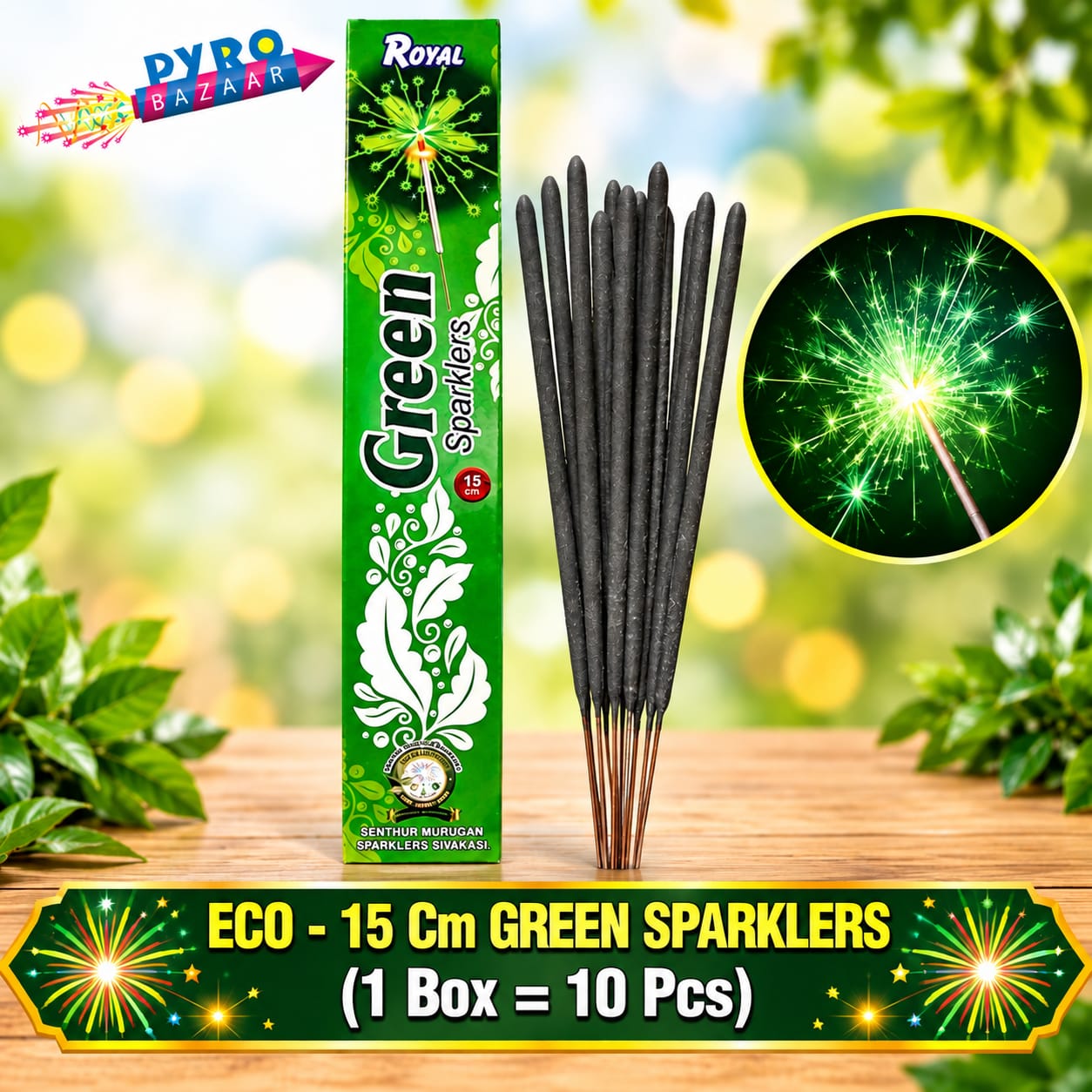 ECO 15 CM GREEN SPARKLERS (10 PCS)