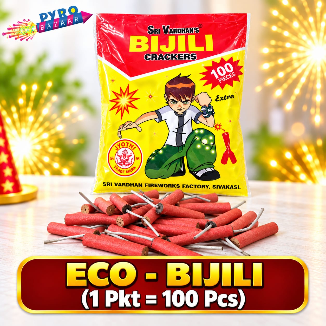 ECO BIJILI CRACKERS RED - 100 PCS (1 BAG)