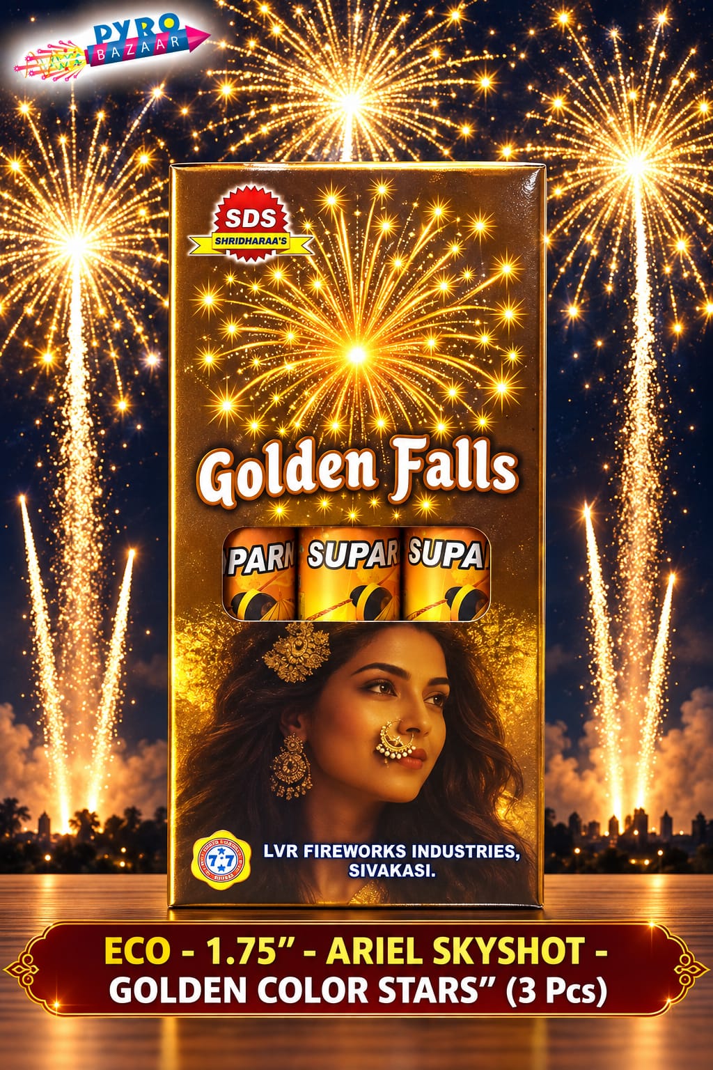 ECO 1.75" GOLDEN FALLS (3 PCS) - GOLDEN COLOR STARS