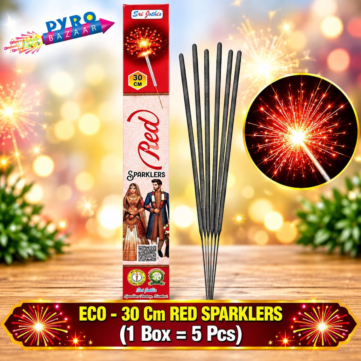 ECO 30 CM RED SPARKLERS (5 PCS)