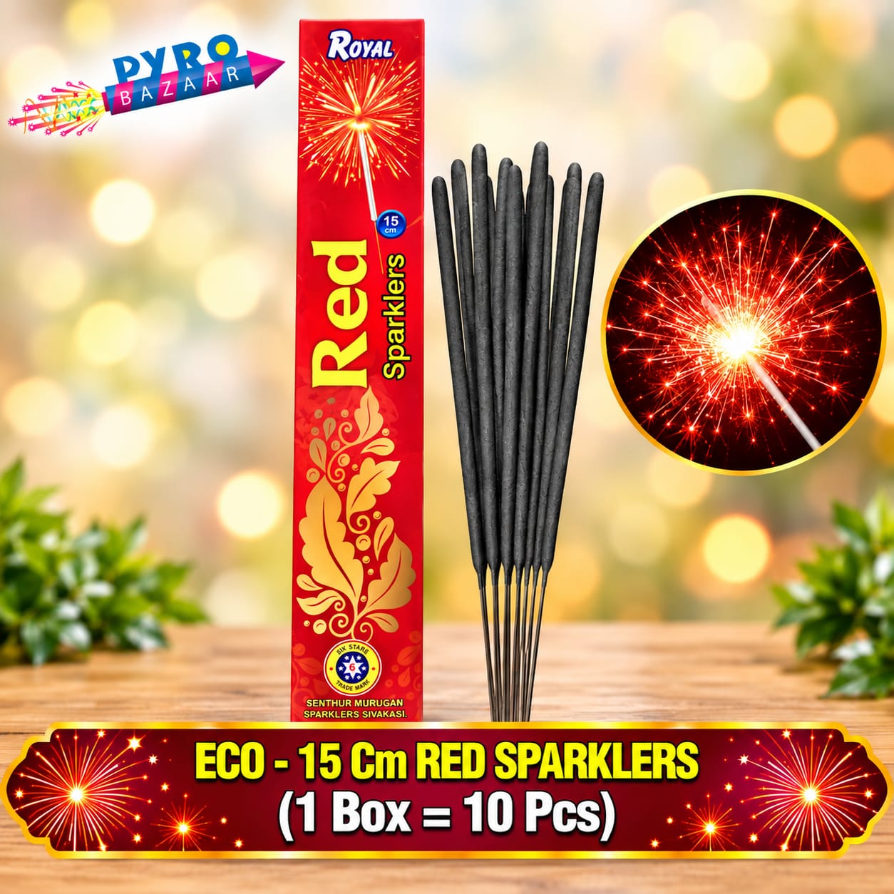 ECO 15 CM RED SPARKLERS (10 PCS)