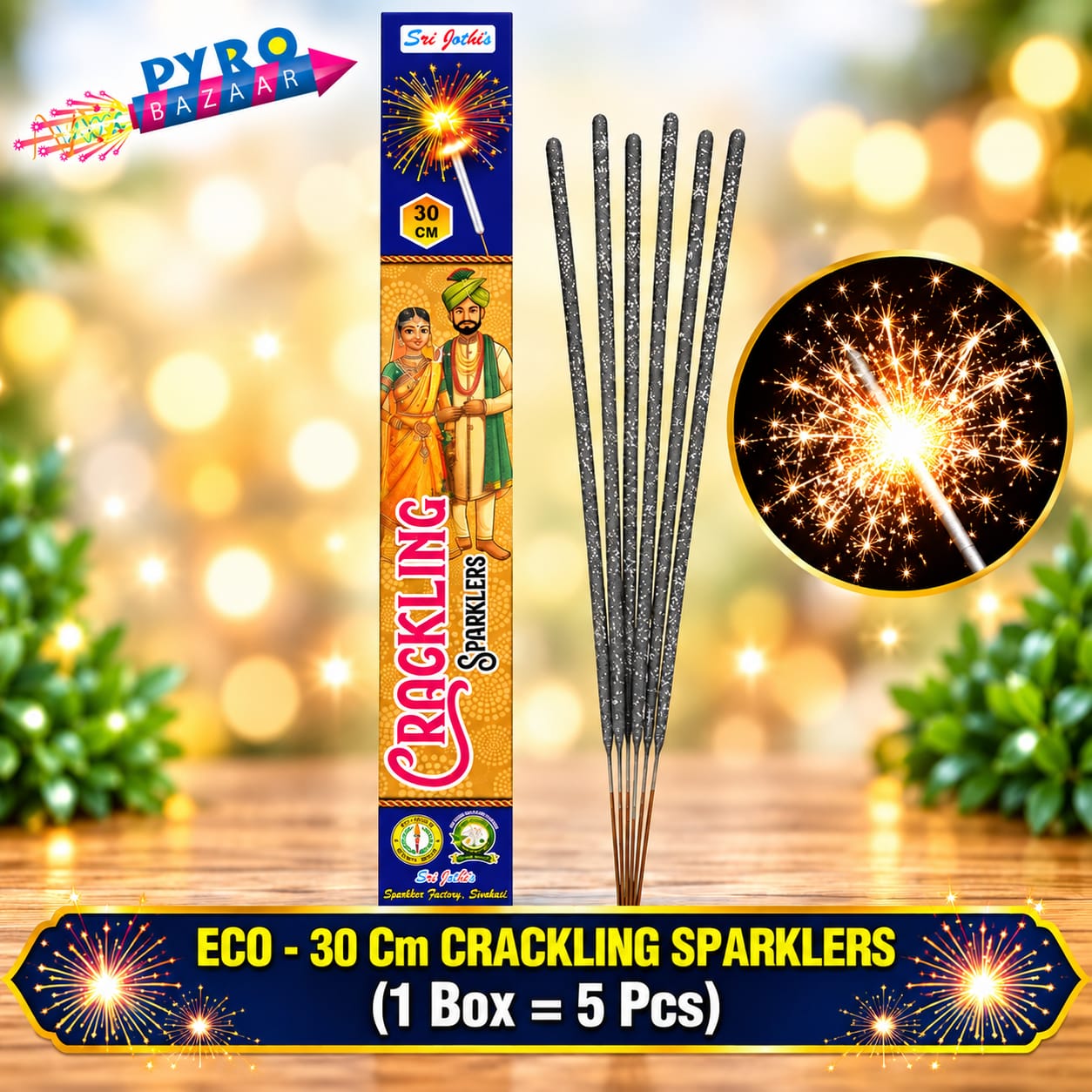 ECO 30 CM CRACKLING SPARKLERS (5 PCS)