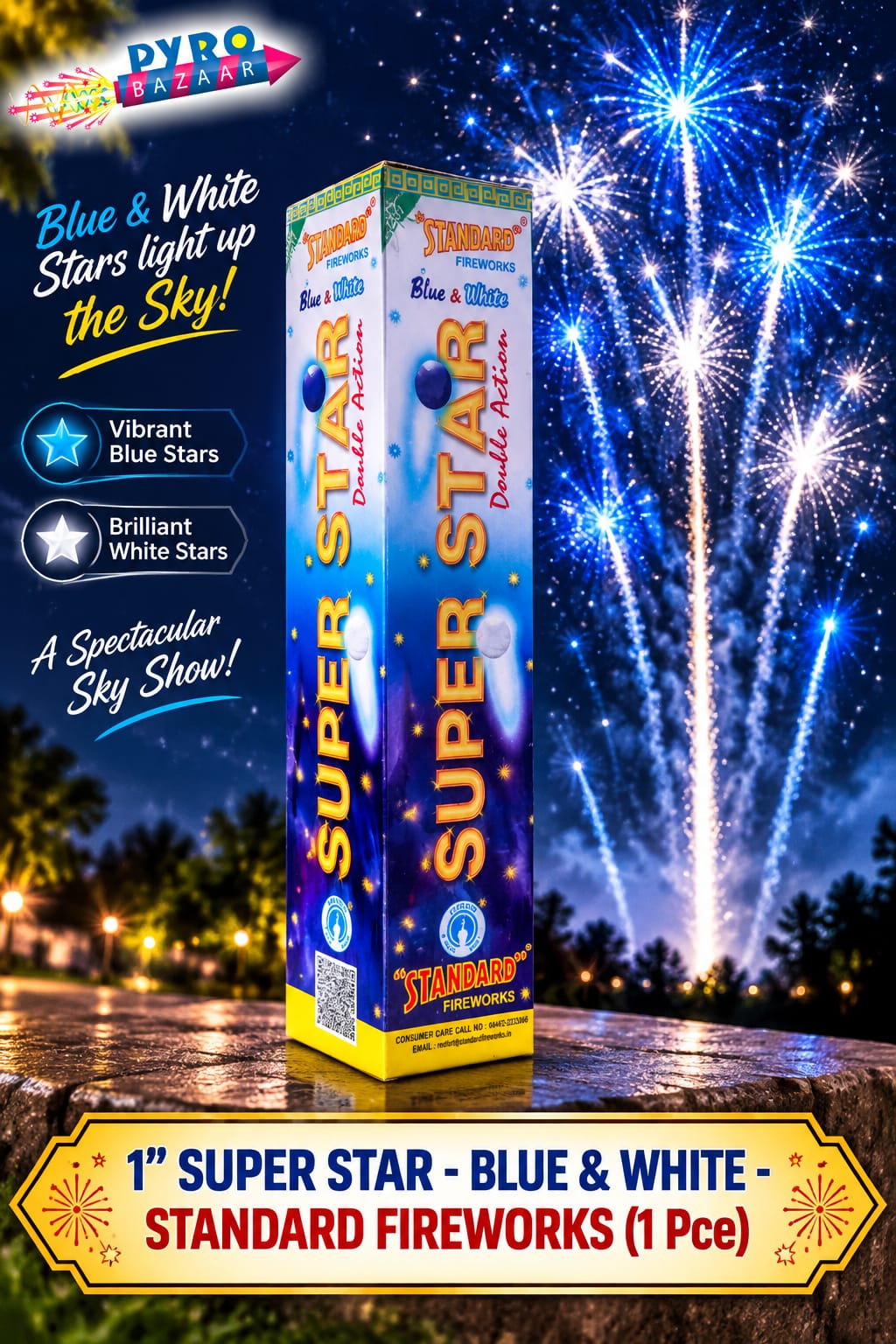 1" SUPER STAR - BLUE & WHITE (1 PCE)