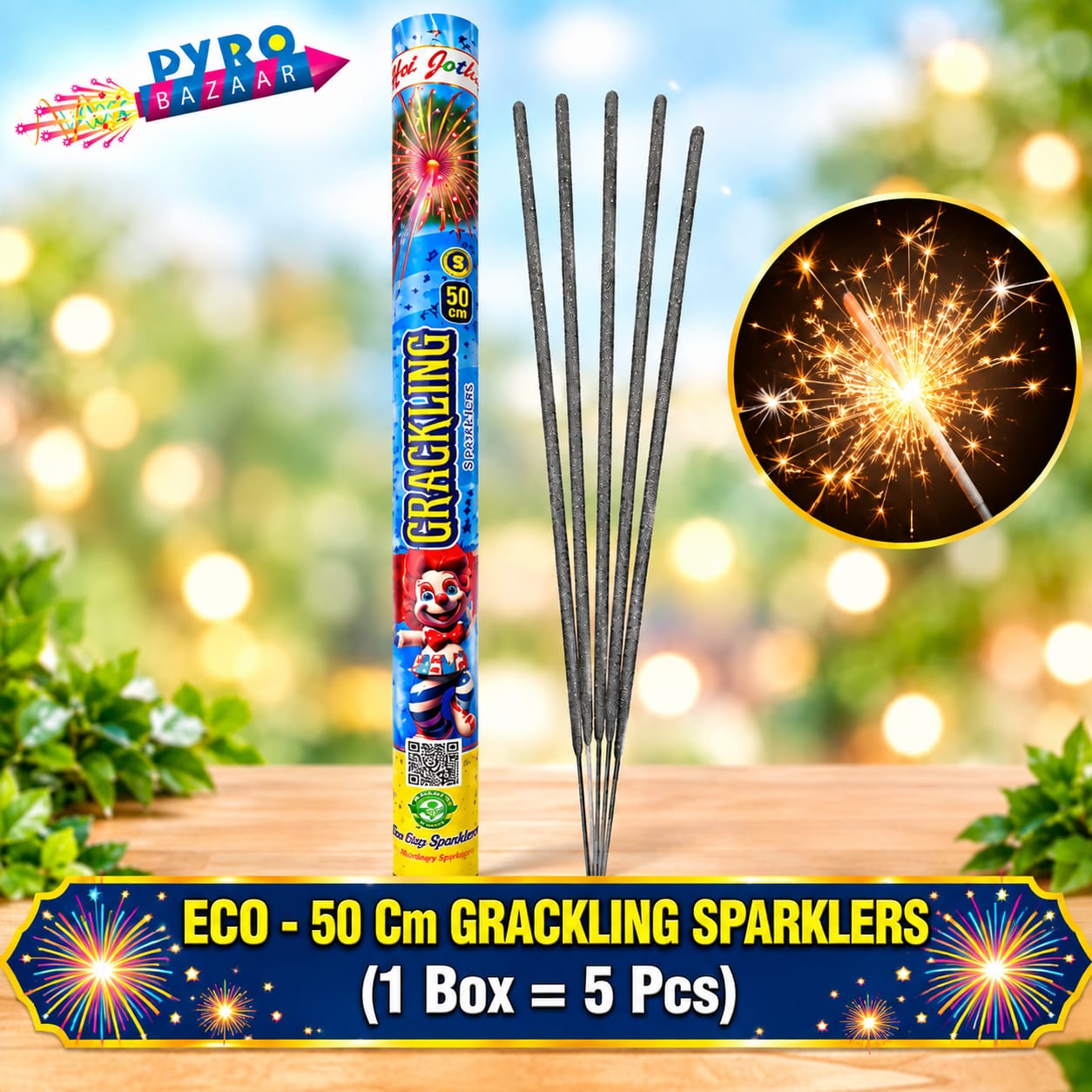 ECO 50 CM CRACKLING SPARKLERS (5 PCS)